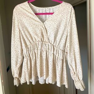 SHEIN Peplum Flounce Sleeve Blouse Size 1XL